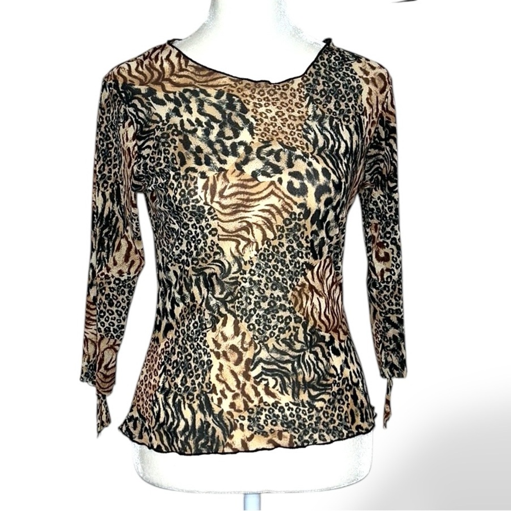Charlotte Russe Y2K Animal Print Mesh Top Leopard Zebra Sz M